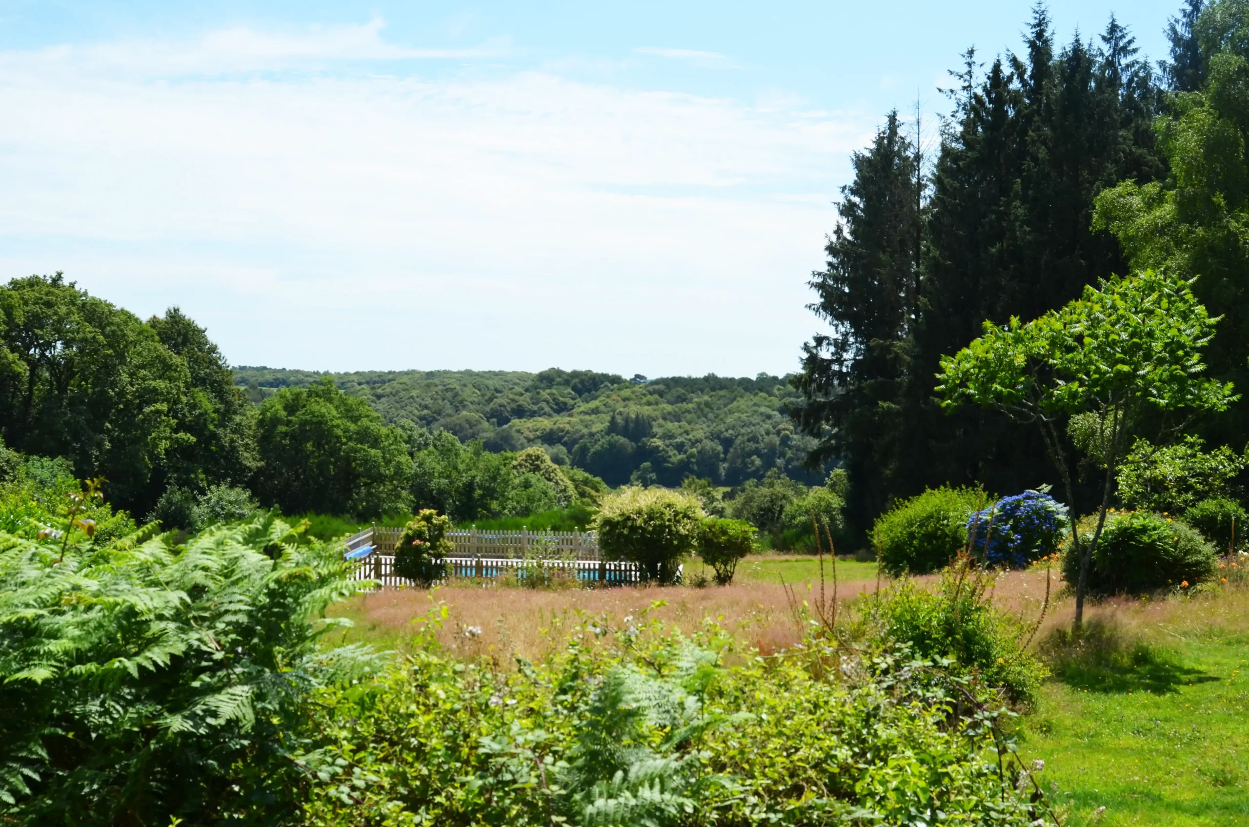 Parc arboré du Domaine Graine et Plénitude à Quistinic, jardin naturel et espaces verts avec psicine